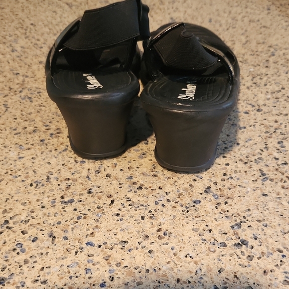 Skechers Black Strappy Wedges - Picture 6 of 7